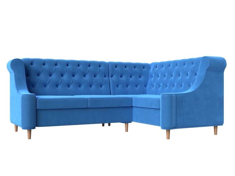 Угловой диван Бронкс голубого цвета правый угол