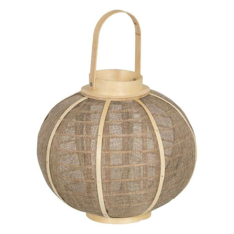 Подсвечник Фонарь Бежевый Натуральный Джут 33,5 x 33,5 x 30,5