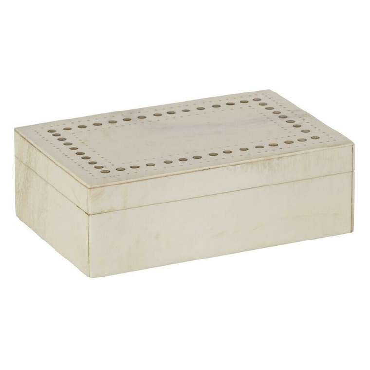 Декоративная коробка Кремовый Позолоченный Смола Медь 23 x 15 x 8 cm