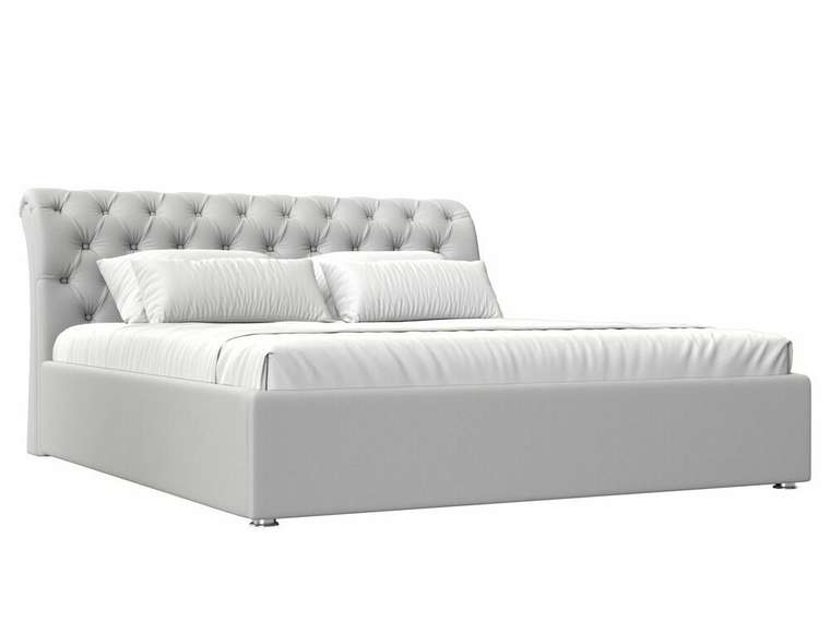 Кровать Сицилия 180х200 белого цвета с подъемным механизмом (экокожа)