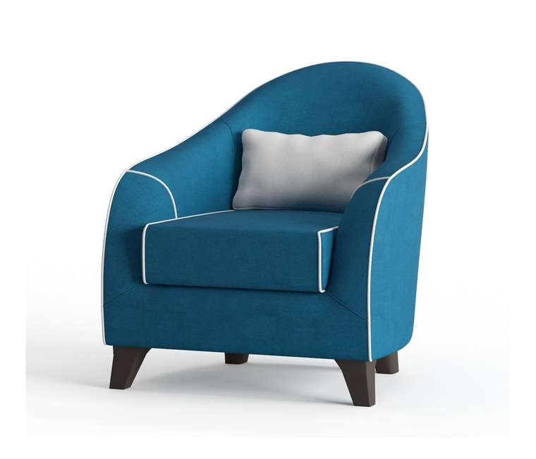 Кресло Бемоль в обивке из велюра синего цвета