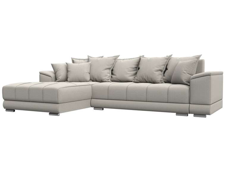 Угловой диван-кровать НордСтар светло-бежевого цвета левый