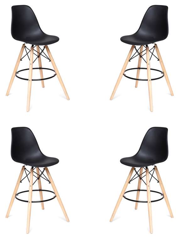 Набор из четырех стульев Cindy Bar черного цвета