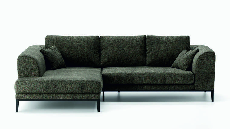 Угловой диван с длинным подлокотником Nelly левый угол светло-серого цвета