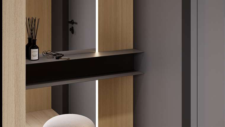 Металлическая настенная полка Эдж темно-серого цвета