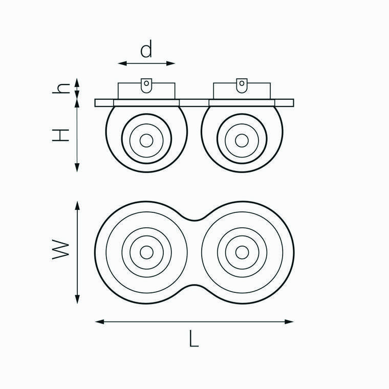 Светильник INTERO LED 9W*2 850LM*2 24G ЧЕРНЫЙ 4000K (217627+217074+217074)