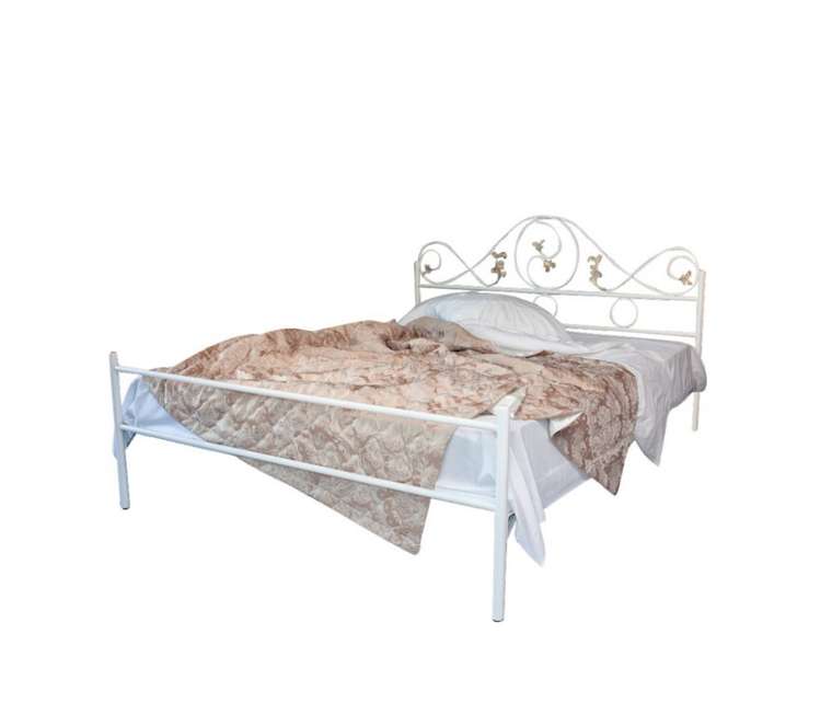 Кованая кровать Венеция 140х200 белого цвета