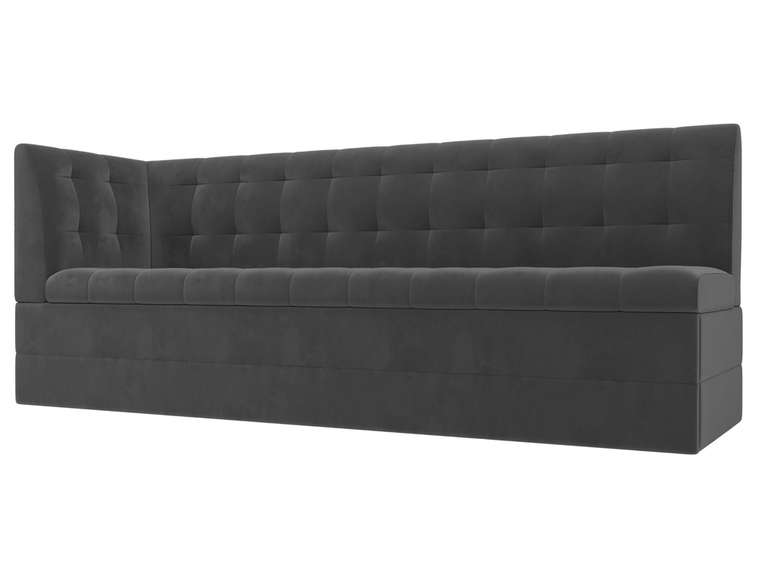 Угловой диван-кровать Бриз серого цвета с углом слева