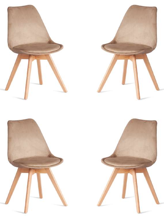 Комплект из четырех стульев Tulip Soft светло-бежевого цвета