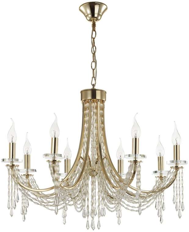 Подвесная люстра Odeon Light Capel 5063/8 золото/прозрачный/металл/хрусталь E14 8*40W подсвечник с подвесками