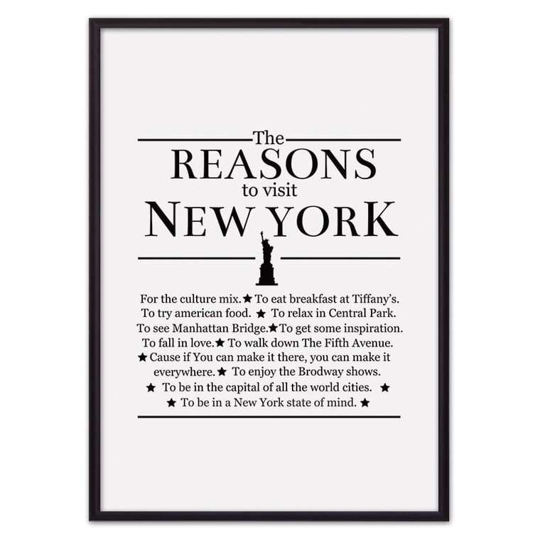 Постер в рамке Знаковые места Нью-Йорк 21х30 см