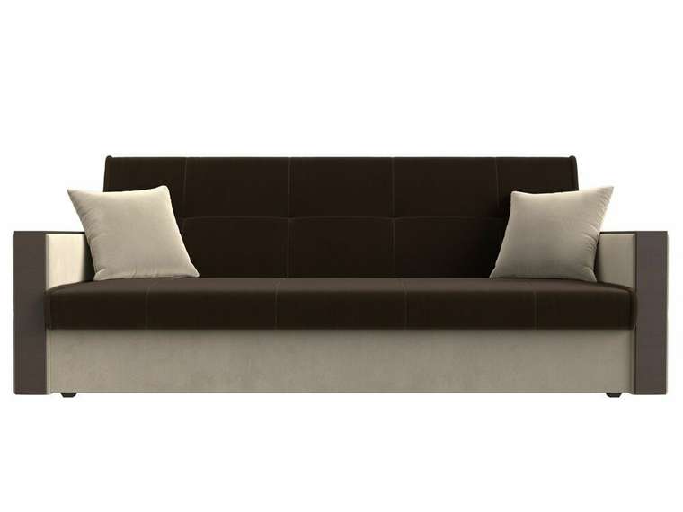 Прямой диван-кровать Валенсия коричнево-бежевого цвета