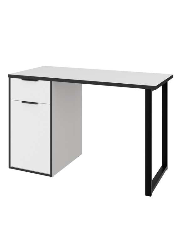 Письменный стол С-408 цвет белый структурный/меренга/черная кромка