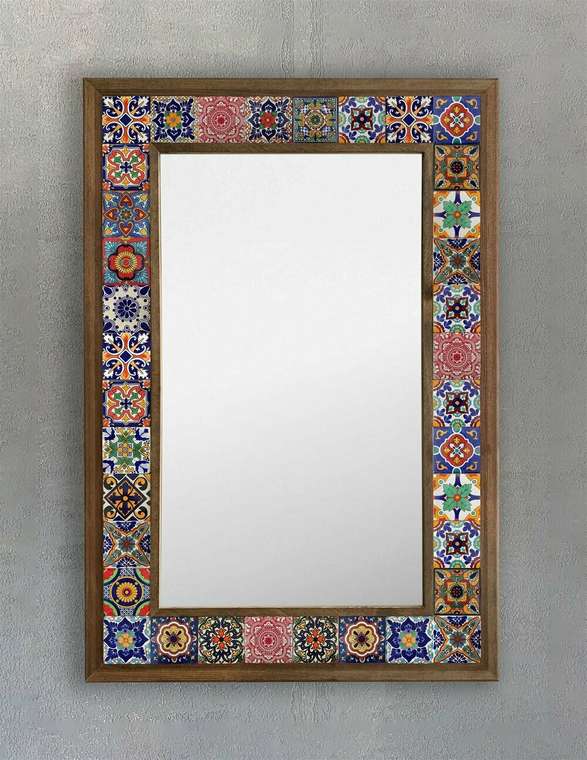 Настенное зеркало 43x63 с мозаикой из камня