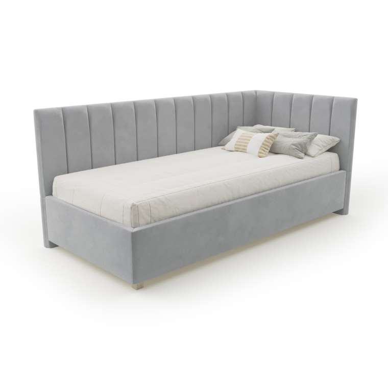 Кровать Помпиду 90х200 серого цвета с подъемным механизмом