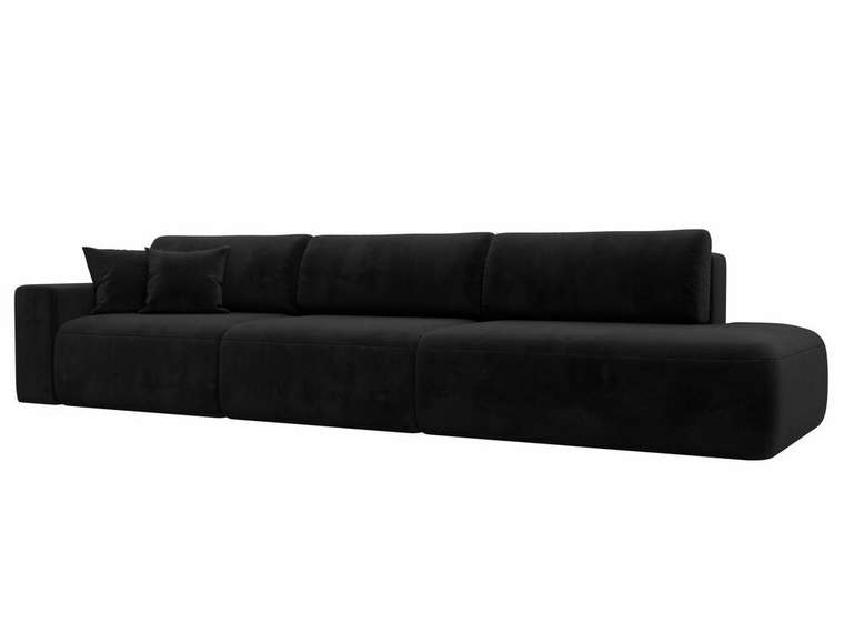 Диван-кровать Лига 036 Модерн Лонг черного цвета с левым подлокотником