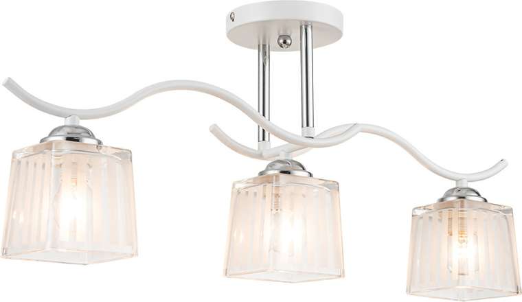 Потолочная люстра на штанге Escada Prisma 535/3PL 3х40Вт E27, металл/стекло, белый/хром