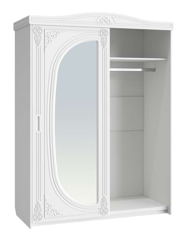 Шкаф-купе с зеркалом Ассоль белого цвета