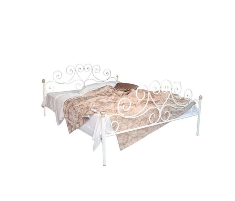 Кованая кровать Кармен 140х200 белого цвета