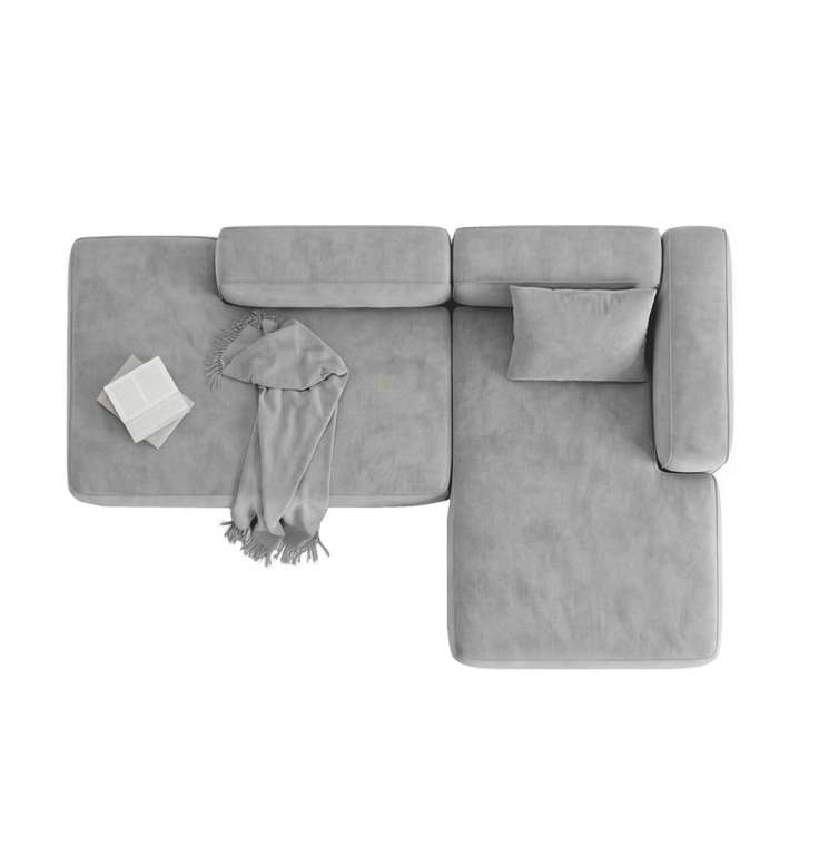 Угловой диван One серого цвета правый