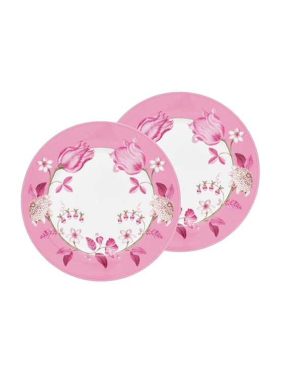 Набор из двух тарелок Jolie Tulip Pink бело-розового цвета 