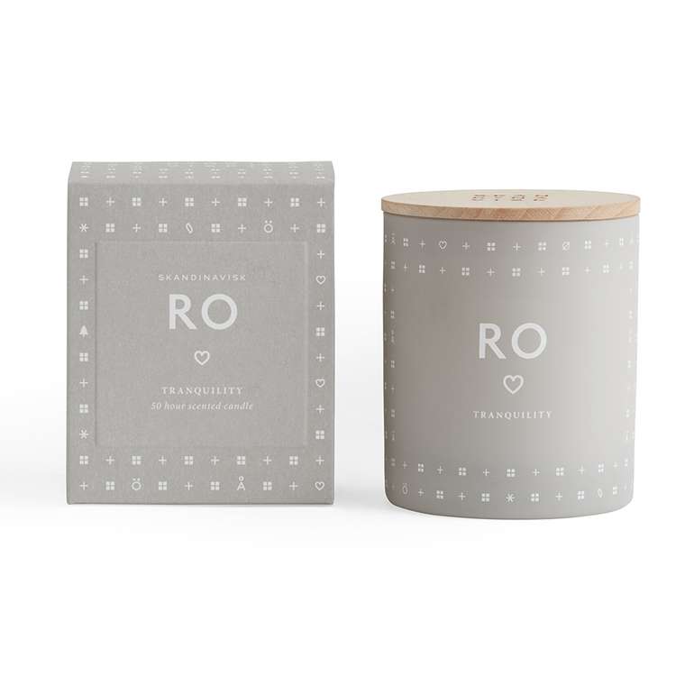 Свеча ароматическая RO серого цвета с крышкой