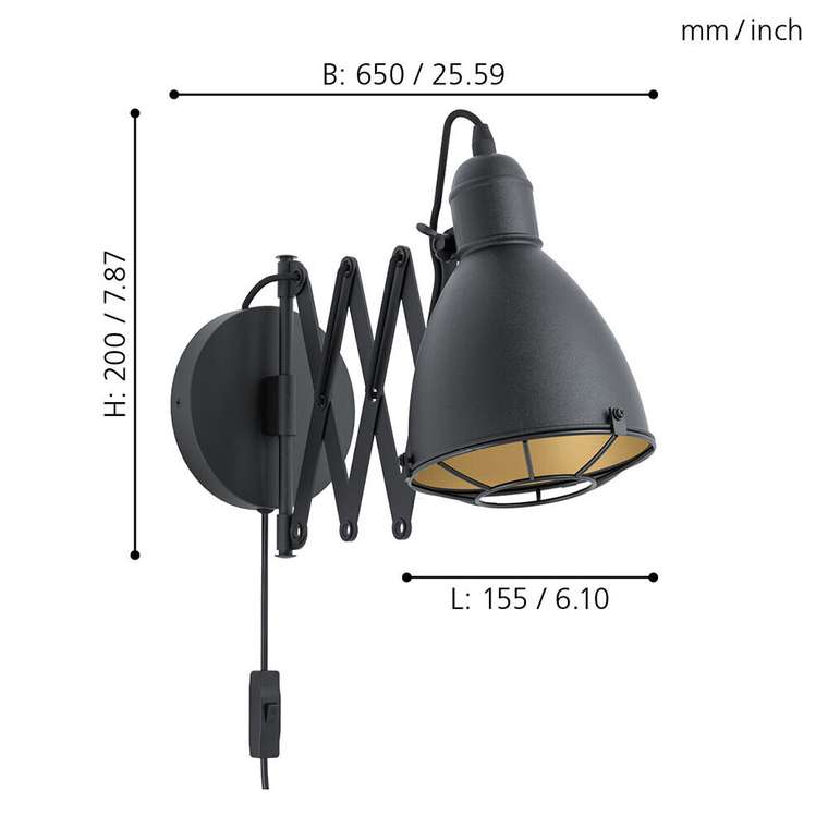 Бра Treburley 43184 (металл, цвет черный)