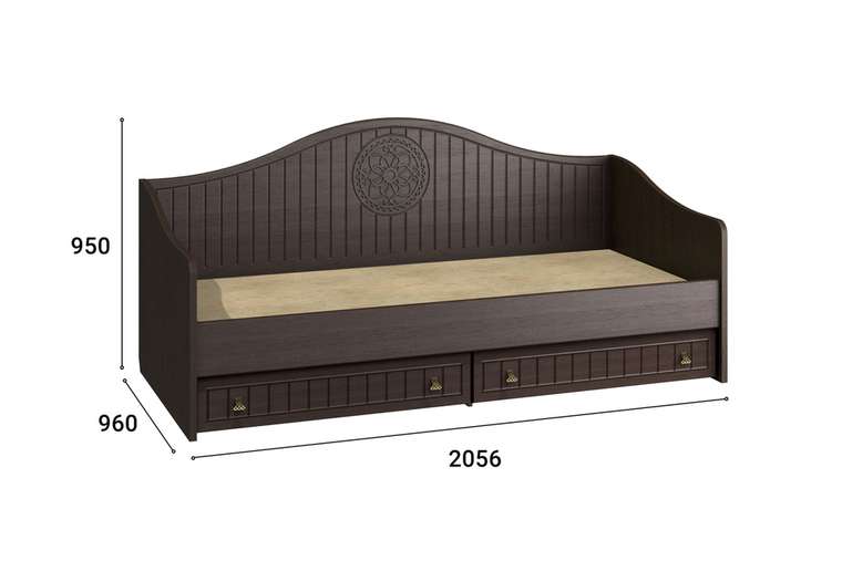 Кровать-кушетка Монблан 90х200 темно-коричневого цвета