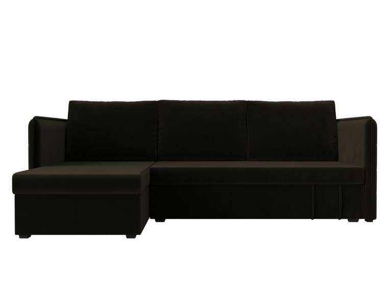 Угловой диван-кровать Слим коричневого цвета левый угол