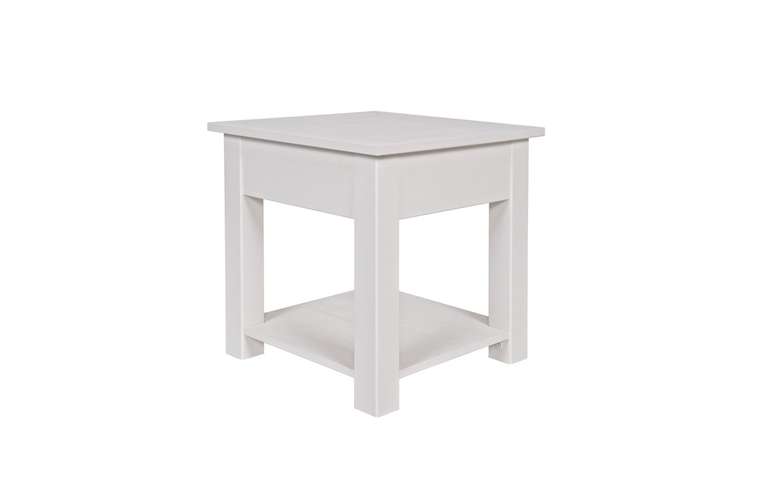 Журнальный столик "Boris side table rough sawn white" из массива дерева 