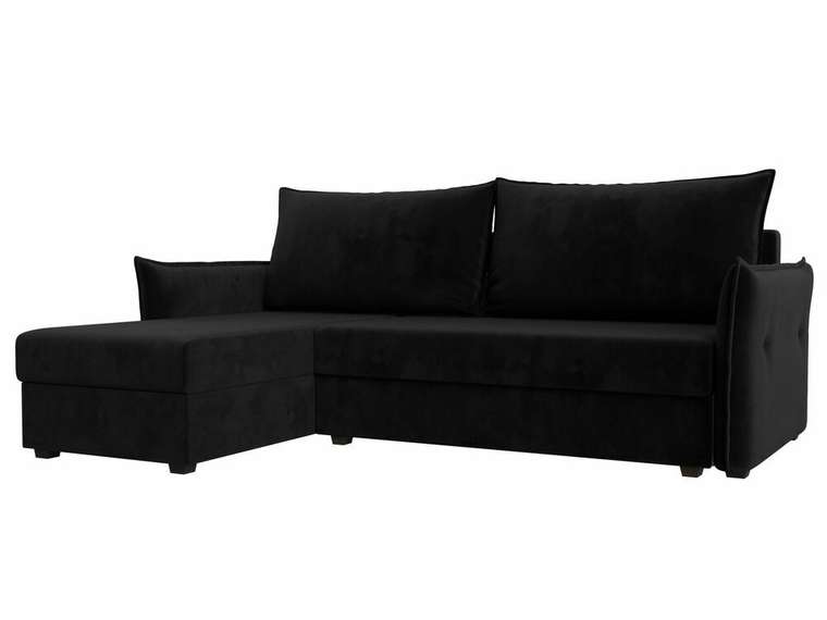 Угловой диван-кровать Лига 004 черного цвета угол левый