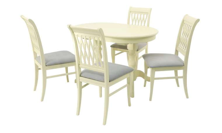 Обеденная группа Бизе цвета слоновая кость