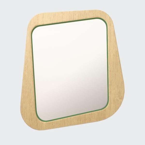 Зеркало настенное Woodi в шпоне с зеленым кантом