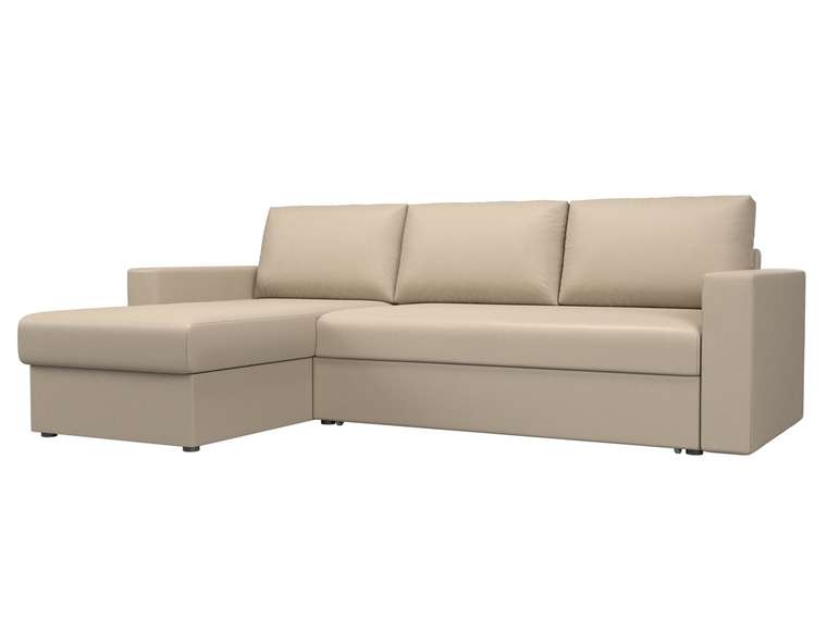 Угловой диван-кровать Траумберг L бежевого цвета левый  угол (экокожа)