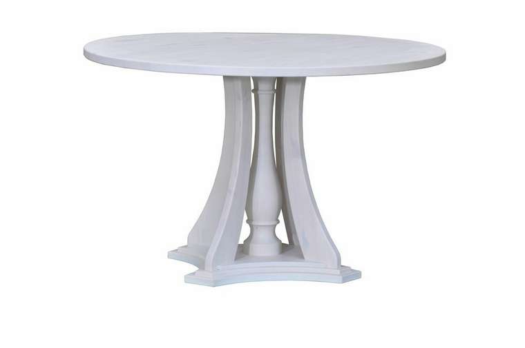 Обеденный стол круглый из массива сосны Эванс в белом цвете