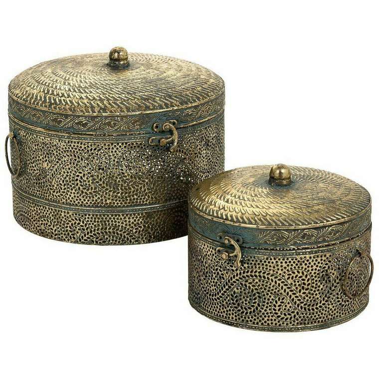 Набор шкатулок Позолоченный Железо 24 x 25 x 19 cm 18,5 x 18,5 x 15 cm 2 Предметы