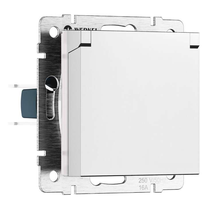 Розетка с заземлением и шторками c крышкой IP44 N (белый матовый) W1171261 Встраиваемые механизмы белые матовые