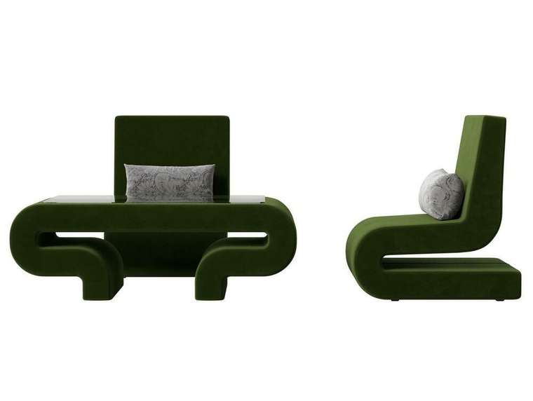 Набор мягкой мебели Волна 3 зеленого цвета