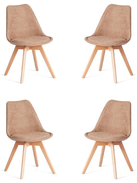 Комплект из четырех стульев Tulip Soft бежевого цвета