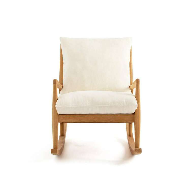 Кресло-качалка из льняной ткани Dilma бежевого цвета