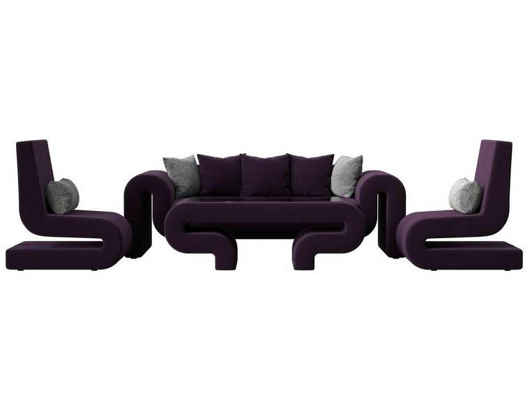 Набор мягкой мебели Волна 2 темно-фиолетового цвета