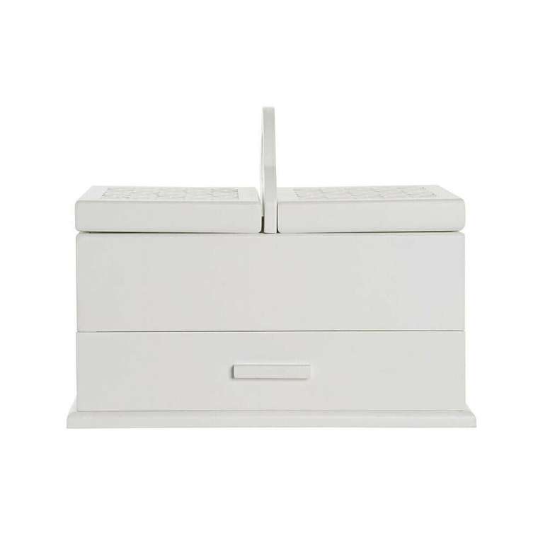 Шкатулка Стеклянный Белый Слоновая кость Деревянный MDF 30 x 17 x 24 cm