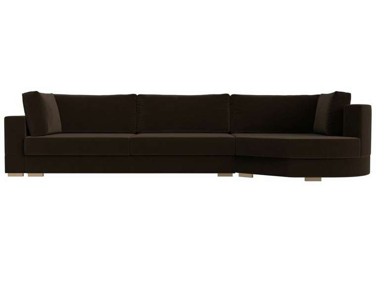 Угловой диван-кровать Лига 026 коричневого цвета правый угол