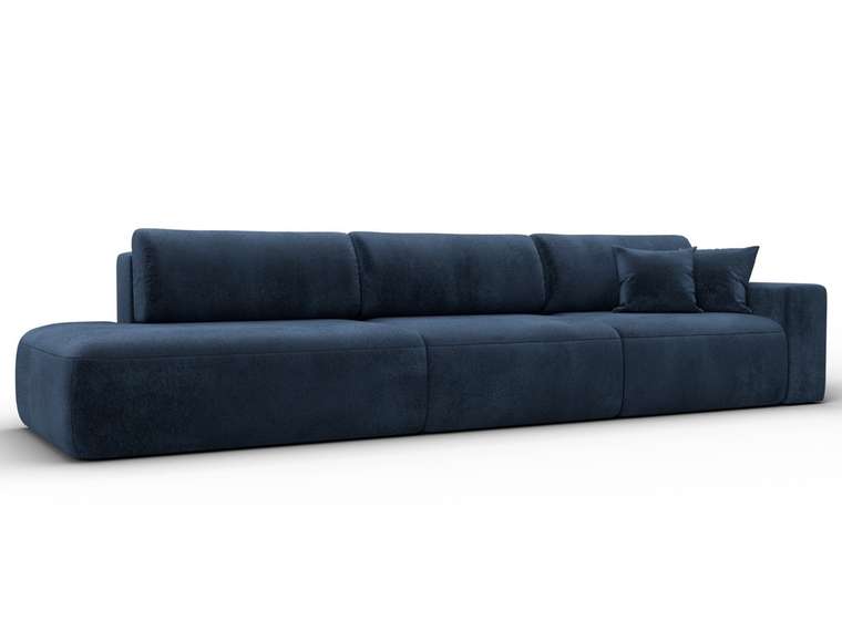 Диван-кровать Лига 036 Модерн Лонг темно-синего цвета с правым подлокотником