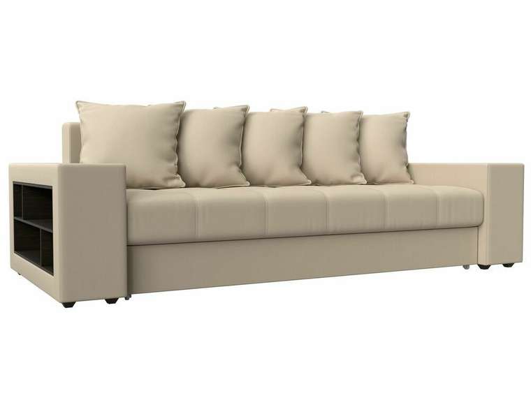 Прямой диван-кровать  Дубай бежевого цвета (экокожа)