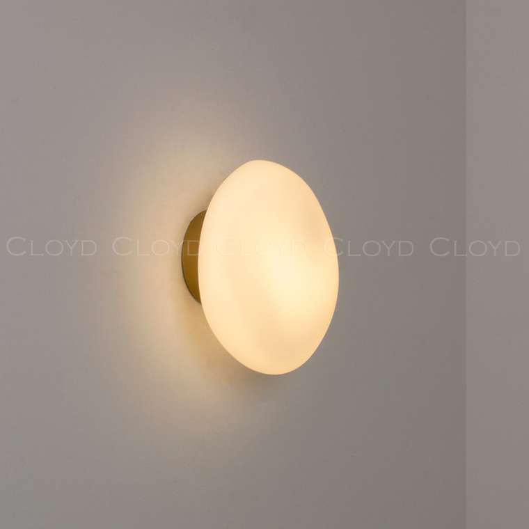 Бра Cloyd GEROLL W1 / шир. 22 см - латунь - белое стекло