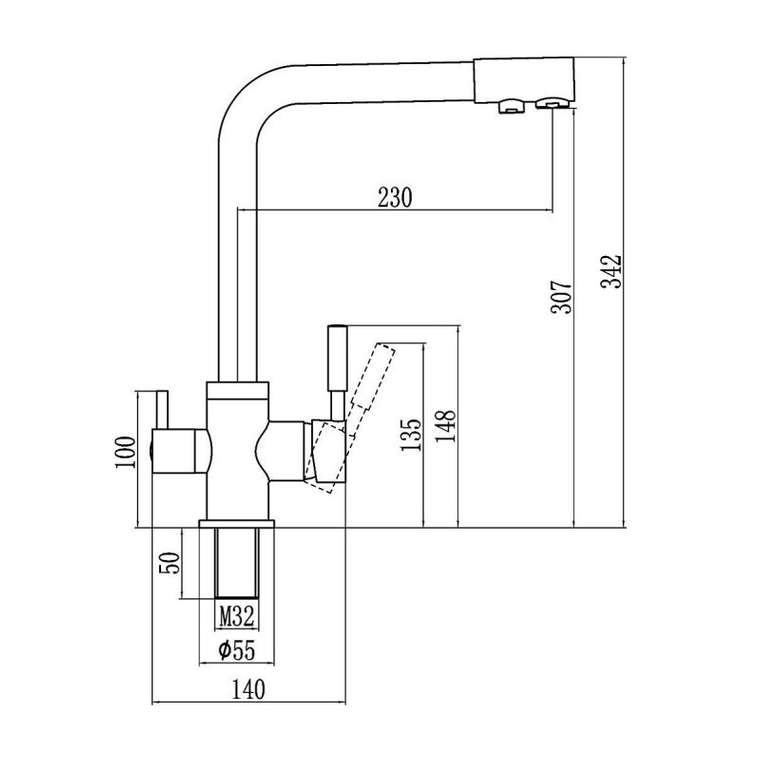 Смеситель для кухни с подключением к фильтру  Savol S-L1801Q, серый