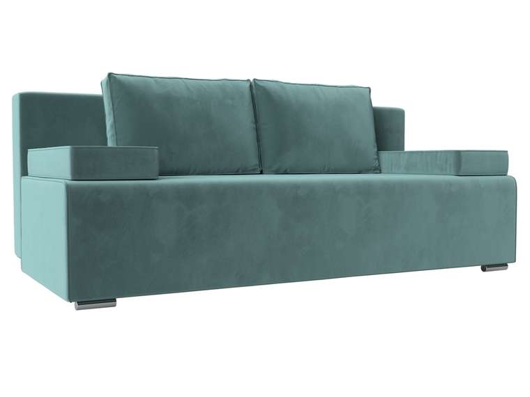 Прямой диван-кровать Фидель бирюзового цвета