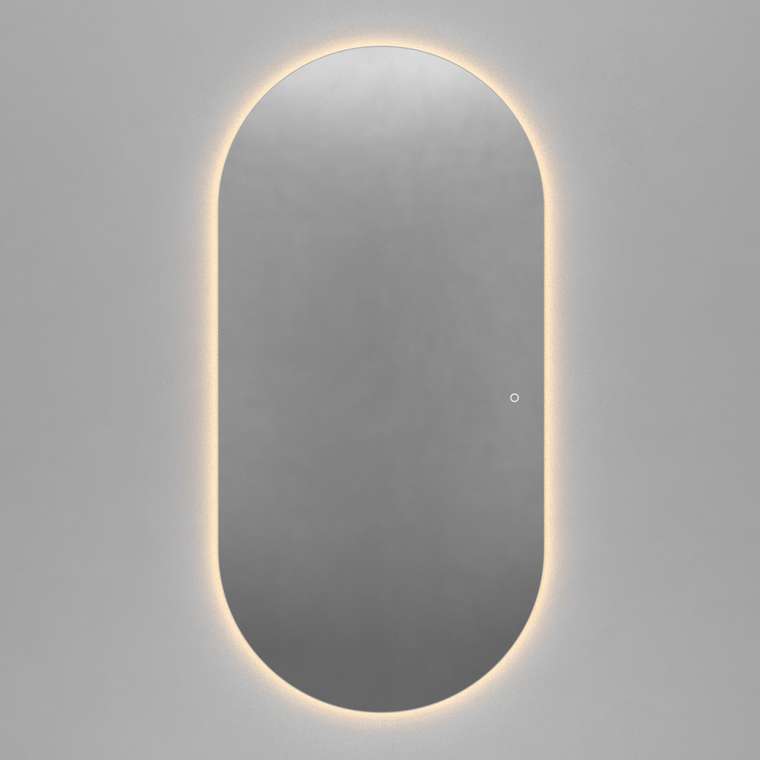 Овальное настенное зеркало Nolvis NF LED XL 96х196 с тёплой подсветкой и с сенсорной кнопкой