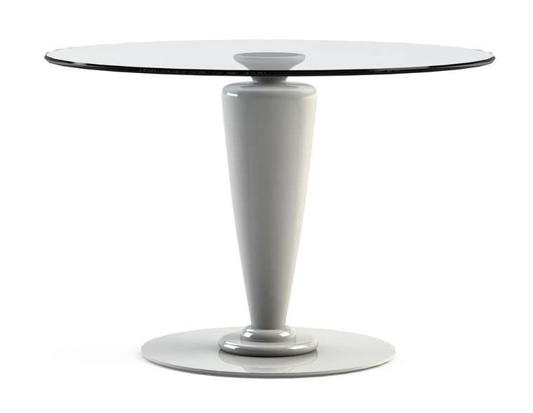 Обеденный стол "ABREGO White" с круглой столешницей из закаленного стекла 